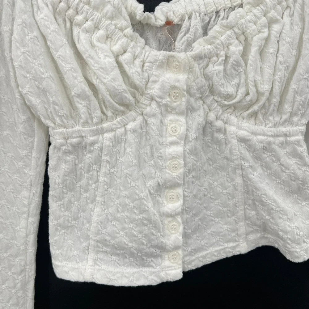 Free People romantic whimsy coquette feminine cottagecore milkmade boho top S